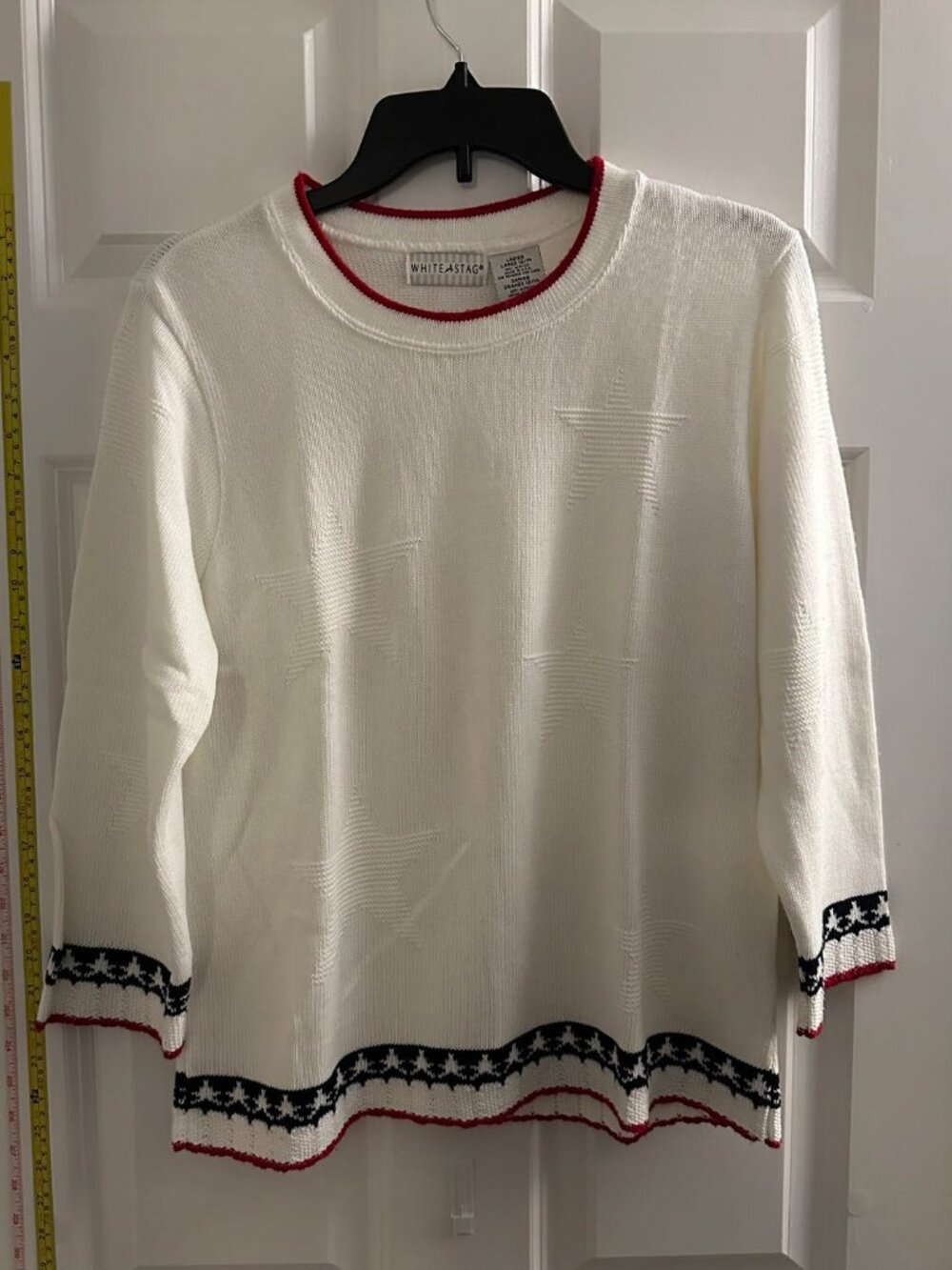 White Stag Patriotic Star Knit Sweater NWOT Large